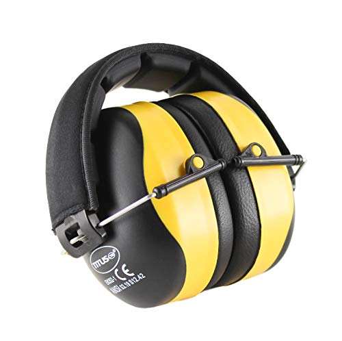 TITUS 3 Series, Onyx 37 Original Highest NRR Noise Reduction Earmuffs - color: Black/Yellow (Premium Band / With Pouch)