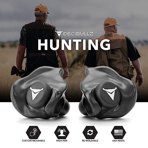 Decibullz Custom Molded Ear Plugs, 31dB NRR Shooting Ear Protection (Black) - color: Black