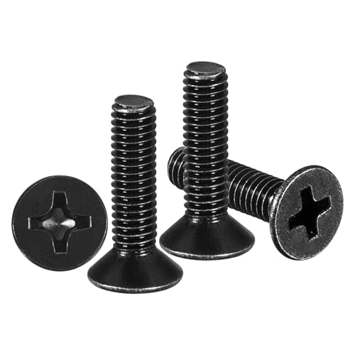 METALLIXITY M4-0.7x16mm Phillips Flat Head Bolts 304 Black 50Pcs - color: Black, size: M4-0.7x16mm