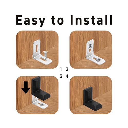 30PCS 90 Degree L Shape Metal Corner Brackets Black Plastic Cover Right Angle Brace for Shelf Cabinet Chair Furniture, 1.1x1.1x0.7 with Screws - size: Black