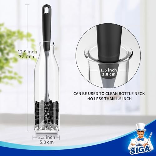 MR.SIGA Long Handle Bottle Brush, Non-Scratch Water Bottle Brush Cleaner - color: Black