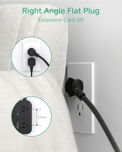 Power Strip Surge Protector 15FT, Flat Plug, Wall Mount, Desk Accessories - size: 15 FT