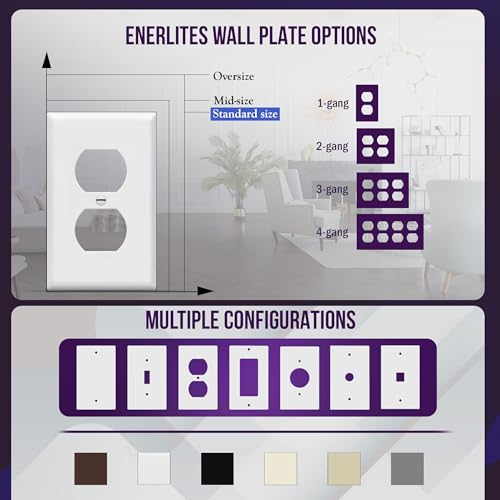 ENERLITES 5 Pack Outlet Covers Wall Plate for Duplex Receptacle, White - color: White, size: Standard Size