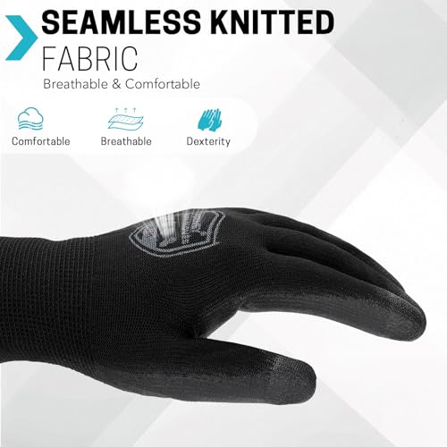 FURWEY Work Gloves, 16/32Pairs Nitrile, Seamless Nylon Knit - color: Black, size: Large
