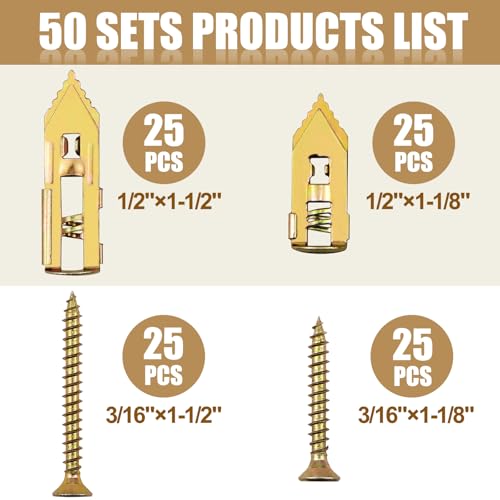 100Pcs Metal Wall Anchors for Drywall, Sheetrock Expansion Anchors & Screws