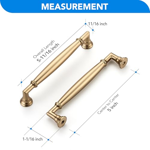HOME EDIT Champagne Bronze Cabinet Handles 5 Inch Pulls 20 Pack - color: Champagne Bronze, size: 5 inches Hole Center