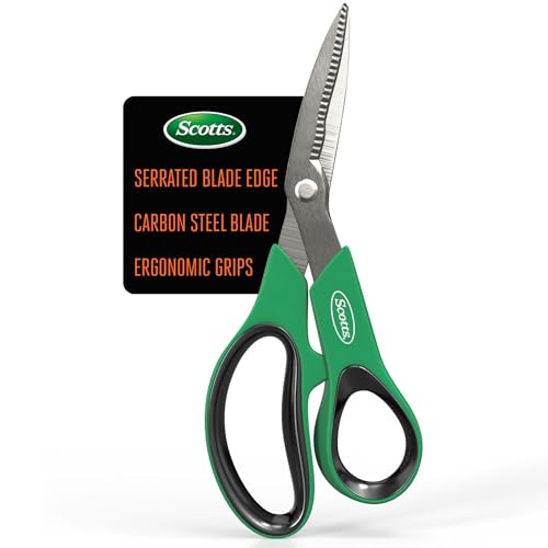 Scotts 8 in. All-Purpose Steel Garden Utility Shears with Serrated Blades – Comfort Grip Yard and Garden Scissors for Pruning Plants, Flowers, and Herbs - style: All-Purpose Garden Shears