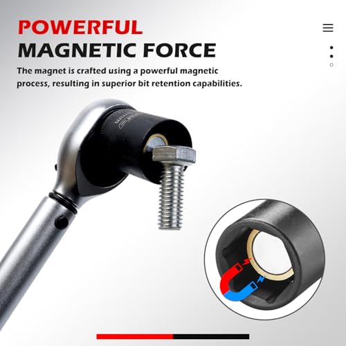 3/8 Inch Drive Magnetic Impact Socket Set, 14-Piece Metric, 7mm-19mm, 6 Point, Cr-Mo, Square Drive, Magnetic Socket with Adapter and Magnetic Rail - size: 14PCS 3/8" Magnetic Socket with Rail