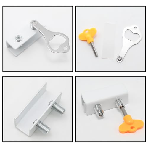 4 Sets Sliding Window Locks, Sliding Door Lock with Keys, White - color: White