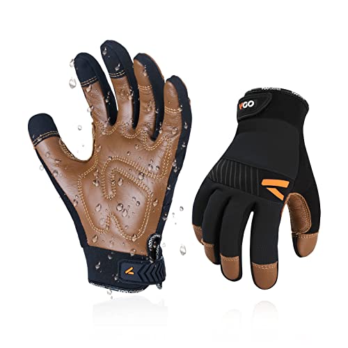 Vgo... 1-Pair Safety Work Gloves for Men,Anti-Vibration,Abrasion Resistant,Leather Work Gloves (XL,Brown, CA9765) - size: X-Large (Pack of 1), style: Brown&black-cow Leather