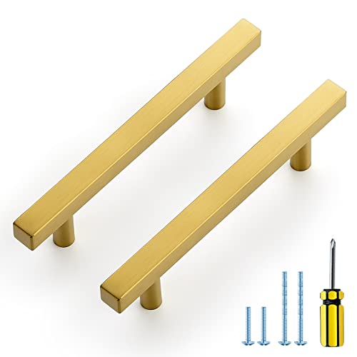 Ravinte Gold Cabinet Handles 4 Inch 10 Pack, Square Cabinet Pulls - size: 4 Inch Hole Centers