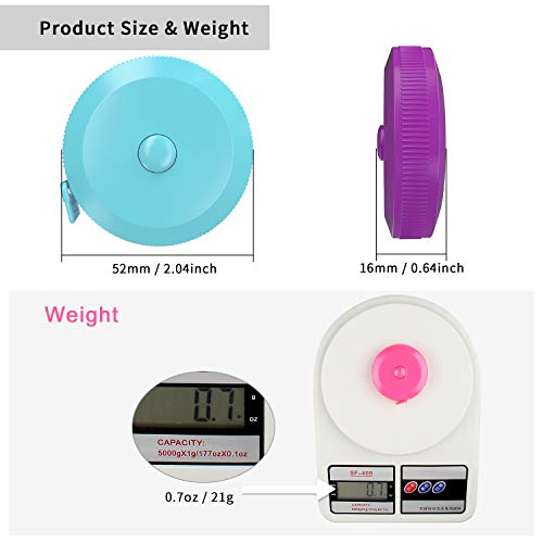 DiCUNO 3-Pack Soft Retractable Measuring Tape, 60-Inch 1.5 Meter, 3 Colors - color: 3 Colors (Purple/Sky Blue/Pink)
