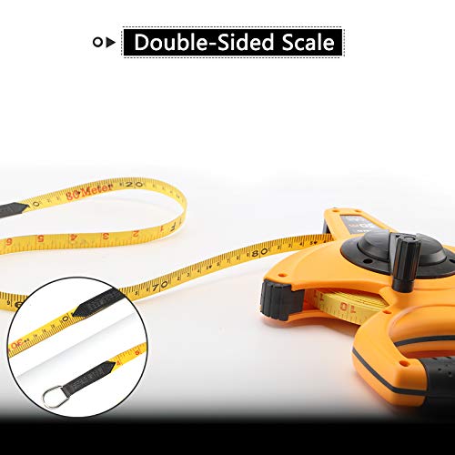 LAND 165FT/50M Heavy Duty Fiberglass Tape Measure - 1/2-Inch Wide, Dual Inch/Metric Scale, Durable Open Reel Measuring Tape for Surveying, Engineering, Runway Construction - size: 50 m