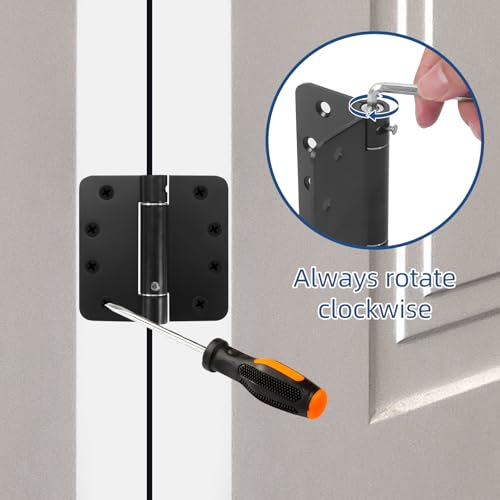 6 Pack Self Closing Door Hinges, 4 Inch Spring Loaded Hinges Adjustable Tension Spring Hinges with 1/4'' Radius Corners, Heavy-Duty Door Hardware for Commercial and Residential Doors, Matte Black