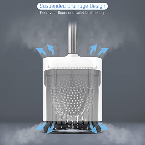 Sellemer Silicone Toilet Brush, Ventilation Slots Base Holder 1 Pack, White - color: White-1pcs