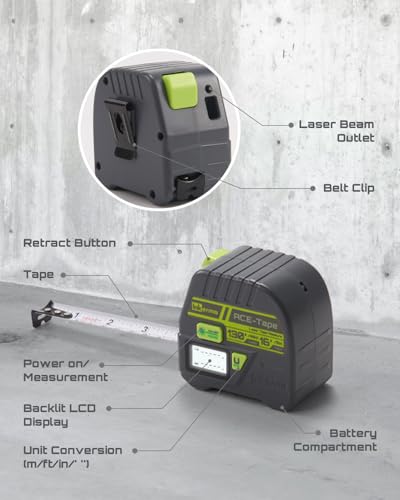 Laser Tape Measure 2-in-1, Inkerma 130Ft Laser Measurement Tool & 16Ft Measuring Tape, Digital Laser Tape Measure - style: ACE-Tape