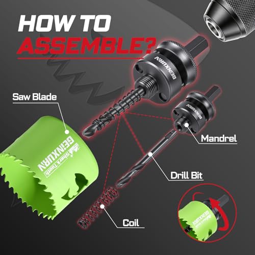 Geinxurn 2-1/4 Inch(57mm) Hole Saw, 2PCS HSS Bi-Metal Hole Saw Kit with Shark Tooth Hole Cutter for Wood,Drywall, PVC Boards and Thin Metal - color: 2 PCS 2-1/4"