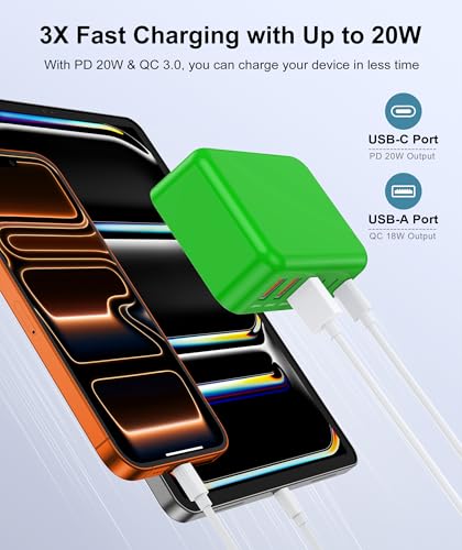 Fast Charger Block, 100W 6 Port Charging Station Hub Cube, Power Strip Plug - color: Green