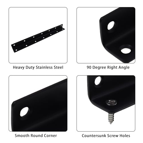 Long L Bracket,ULIFESTAR Black Corner Brace Brackets,Stainless Steel Corner Brackets,Heavy Duty Shelf Bracket,Metal Right Angle Bracket for Wood,325*27mm/12.8*1.06''2 PCS - size: 325*27mm/12.8*1.06''
