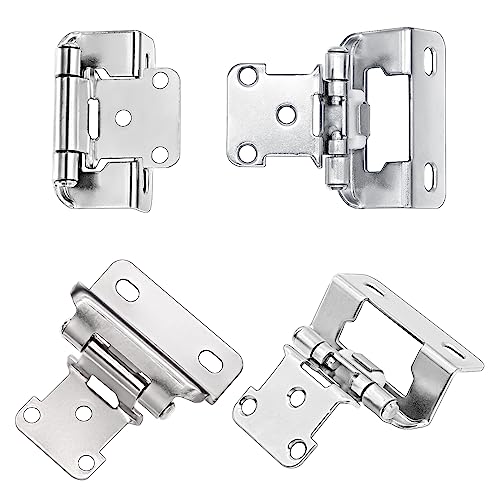8 Pack (4 Pairs) 1/2 Inch Overlay Wrap Hinges Brushed Nickel Self Close - color: Brushed Nickel, size: 8 Pack (4 Pairs)