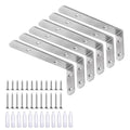 LSK 6PCS L Bracket, L 4"×H 2" Shelf Support Bracket, Max Load :42lb, Silver - color: Silver, size: 4x2 inch (light duty)