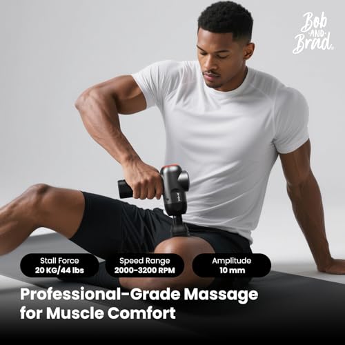 BOB AND BRAD C2 Massage Gun, FSA Eligible & HSA Approved Deep Tissue Percussion Massager Gun, Muscle Massager with 5 Speeds and 5 Heads, Electric Back Massagers for Professional Athletes Home Gym - color: Matte Black