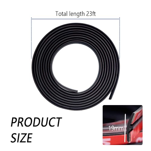 23Ft Car Weather Stripping,T-Shape Cuttable Car Windshield Trim Sunroof Seal with Self Adhesive,Waterproof Rubber Edge Trim for Cars Trucks SUVs (19mm/23Ft) - color: 19mm/23Ft