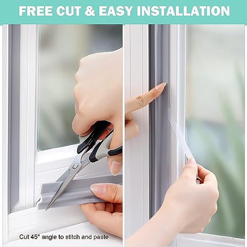 MOPMS Draft Stopper Sweep, Door Weatherproofing Stripping, Window Seal Strip Self-adhisive Soundproof Cuttable Weather Length 32.8 Ft (5 Pcs x 6.56 Ft), Grey - color: Gray, size: 32.8 ft (5 pcs)