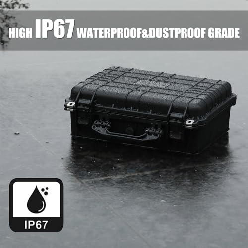 Mayouko 16" Waterproof Plastic Toolbox with Foam Insert, 16" x 13.2" x 7", IP67 Lockable Storage Box, Customizable Foam, Shockproof Hard Case Weatherproof Container, Protective Hard Camera Case - size: 16"Lx 13.2"Wx 7"H