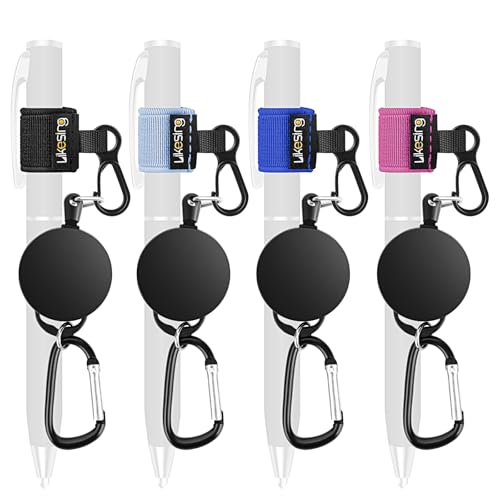 Likesing Retractable Pen Holder, 27.5" 4 Elastic Pen Leash Set(Colorful) - color: Colorful--4 CircularCilp