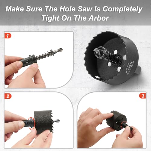 2-3/4 Inch Hole Saw with 3/8" Triangle Shank Quick Change Arbor, JTemgle Bi-Metal Hole Saw Heavy Duty Hole Cutting Tool for Cornhole Boards, Recessed Lights, Wood, Plastic, Drywall & Soft Metal - size: 2-3/4"
