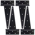 12 Inch T-Strap Gate Hinges, Shed Barn Door Hinges Heavy Duty, Black Tee Hinges for Wooden Fences, Yard Gate, Wrought Hardware Iron Rustproof (4 Pack/Set) - size: 12 Inch