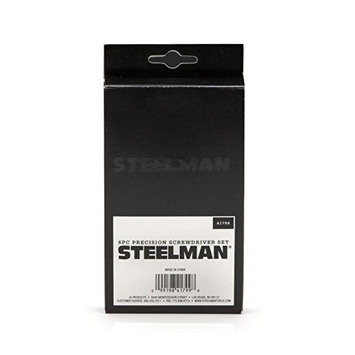 STEELMAN Precision Steel Shaft 6-Piece Electronics Screwdriver Set, Variety of Slotted/Phillips Sizes, Swivel-Head, Storage Case Included - size: 6-Piece Steel