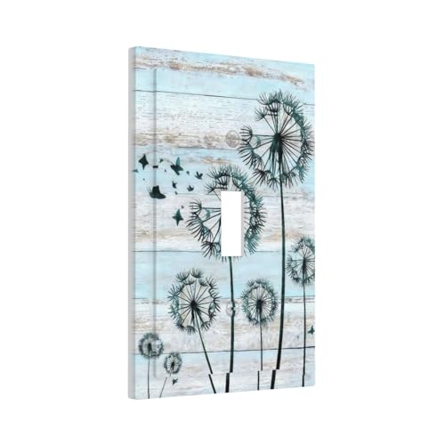 Blue Rustic Butterfly Dandelion Light Switch Covers Decorative - size: 1 Gang Single Toggle