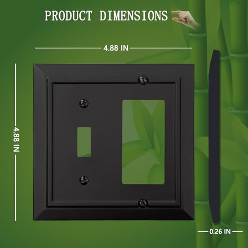 Classic Architecture Wall Plates,Light Switch covers, Electrical Outlet Covers, Duplex receptacle wall plates,Mid Size Bamboo Fiber Material Switch plates Matte Black (2 Gang Toggle/Decorator 2PK) - style: 2 Gang Toggle/Decorator 2PK