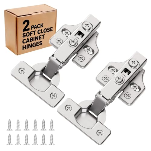 2Pcs Soft Close Full Overlay Cabinet Hinges with Clip-On Plate - color: Full Overlay, size: 2 Pieces
