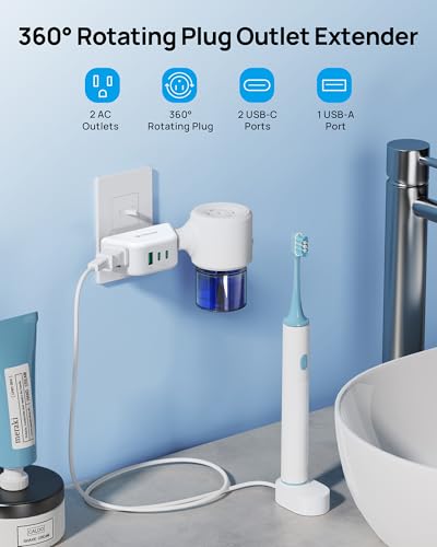 TROND Outlet Extender with 360 Rotating Plug, PD 20W USB C - color: White, size: 2A2C1U & PD20W-3 Prong (Rotating Plug), 1 Pack