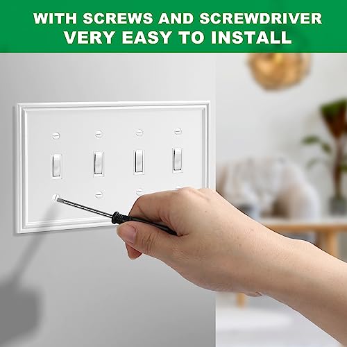 Ranweydi Decorative Wall Plate Quad Toggle Light Switch Covers Plates - size: 4 Gang Quad Toggle