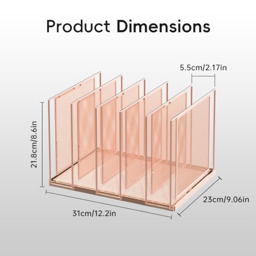 File Organizer for Desk, 5-Section Vertical File Sorter, Paper Holder Organizer Standing Metal File Folder for Office Home Classroom, Rose Gold - color: Rose Gold, size: 1 Pack 5-Section