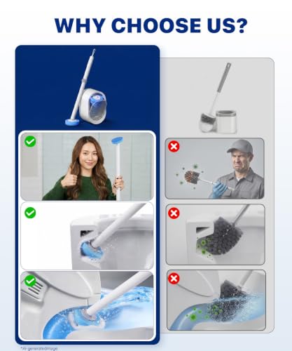 SOPAMI Disposable Toilet Brush with 32 Refills Deep Cleaning Touch Free - size: Blue Sponge