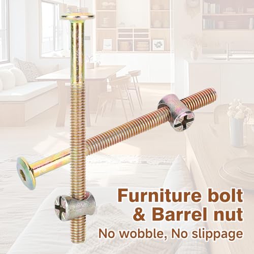 M6 x 100mm Bunk Bed Bolts, 10 Pack Bunk Bed Hardware Replacement Kit, Hex Socket Bed Bolts for Wooden Bed, Carbon Steel Headboard Screws for Bed Frame, Chair Spare Connector Parts - size: 100mm