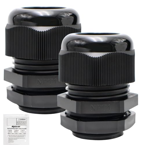 MAKERELE 2Pcs 1” NPT Cable Gland Connector, IP68 Waterproof - color: Black, size: 1" 2pcs BAG