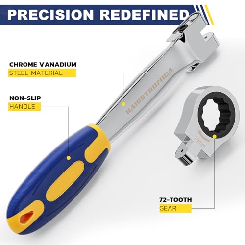 haisstronica 24 in 1 Flex-Head Ratcheting Wrench Set, Metric and SAE - size: Metric&SAE-24 in 1