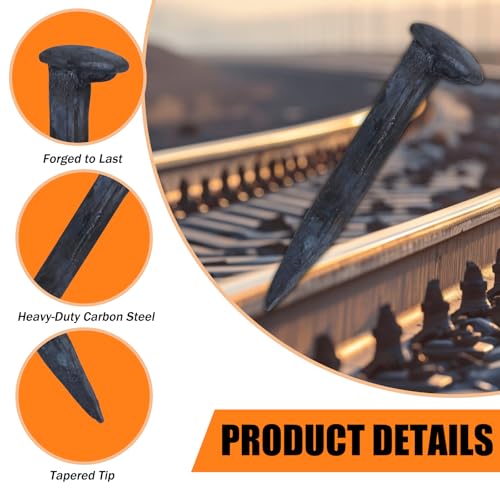 10PCS Railroad Spikes, 4.72 Inches Carbon Steel Railroad Spike, Heavy Duty Rustic Utility Hooks with Rust for Railroad Ties,Tent Stakes, DIY Metal Projects, Industrial Decor