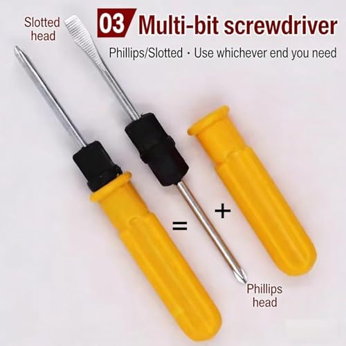 Home Tool Set with Utility Knife, 2M Measuring Tape, Double-Headed Screwdriver, 3 Blades, 5-Piece Kit