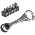 Klein Tools 65200 Ratchet Set, 5-Piece Mini Ratchet Set with Phillips, Slotted, and Adapter for Other Socket Sizes, For Tight Spaces - size: Non-Magnetic