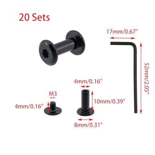20 Sets M3 x 10mm Binding Post Screws Fastener Bolts Cap Nuts - size: M3 x 10mm