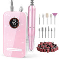 Professional Nail Drill, 45000RPM Rechargeable Cordless Electric File,Pink - color: Pink