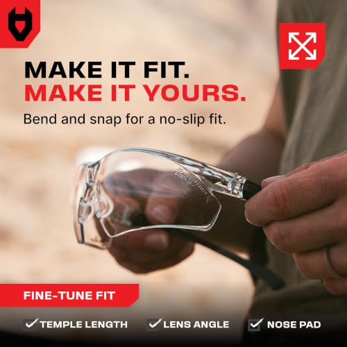 NoCry Clear Shooting Glasses for Men with Anti-Fog and Scratch Resistant Wraparound Lenses — ANSI Z87 Safety Glasses for Men with Adjustable Temples & Nose Pad — 100% UV Eye Protection for Shooting - color: Black & Black