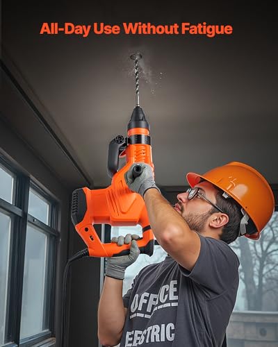 VEVOR 1-3/4" SDS-Max Rotary Hammer Drill, 13Amp Corded Drills, Heavy Duty Chipping Hammers w/Vibration Control & Safety Clutch, Electric Demolition Hammers, Power Tool For Concrete - size: 1-3/4 in